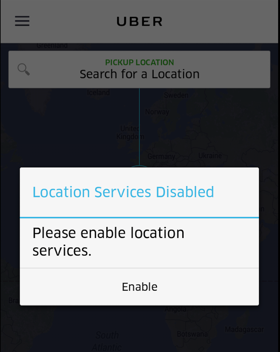 Uber enable location